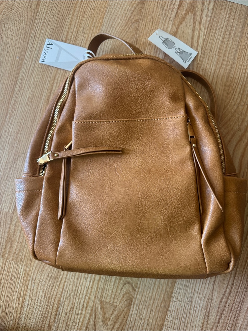 Alyssa Tan Faux Leather Convertible Backpack Tote. NWT. Unisex.